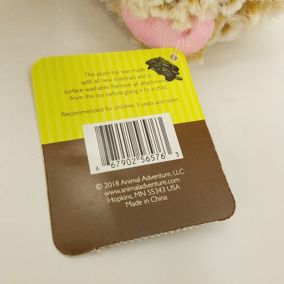 Animal Adventure Frosted Tan Bear Pink Bow Heart Paws Plush Stuffed Animal Soft - Picture 7 of 11